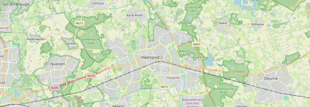 Kaart van Helmond en omgeving